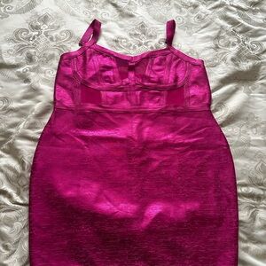 Mini pink bandage dress